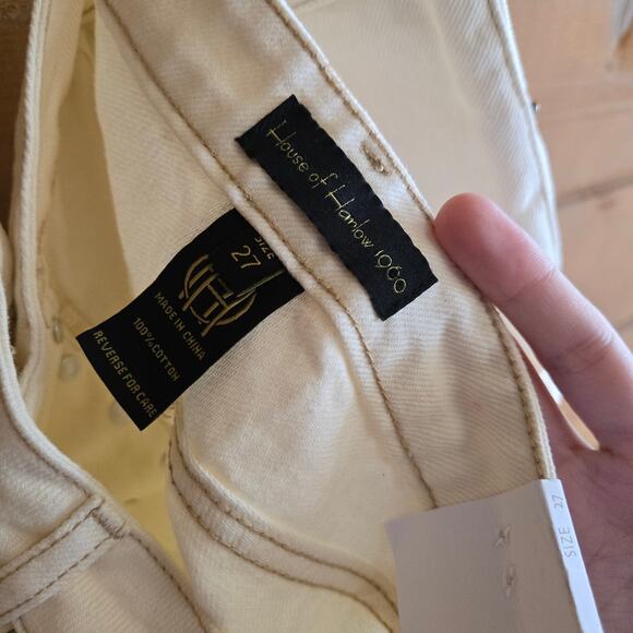 House of Harlow Mom Short Jean High Rise Cream Raw Hem NWT 27 Boho Denim Western - Picture 5 of 5